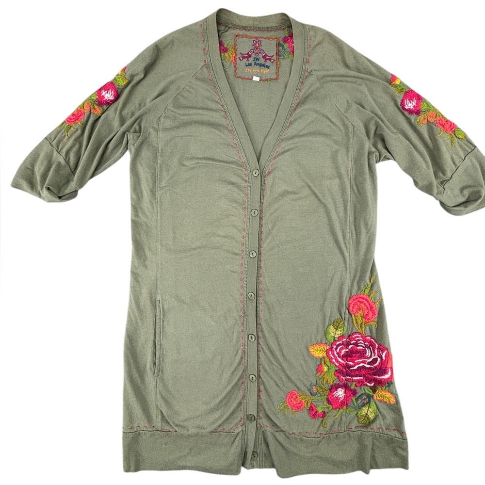 Johnny Was- Button‎ up embroidered Cardigan- Small- Like New!!